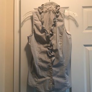 Gray Pinstripe Sleeveless Blouse